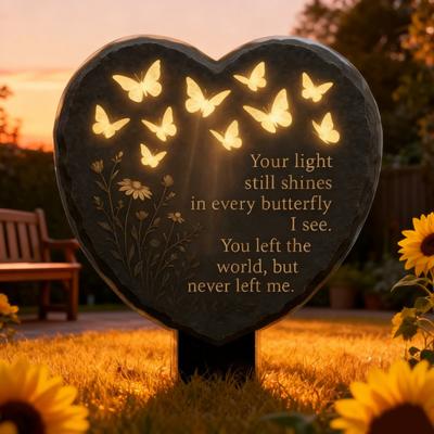 1/2/3Pcs Heart-Shaped Butterfly Memorial Plaque Garden Stake Decoration Weather-proof Outdoor Yard Lawn Patio Pathway Acrylic Commemorative Ornament