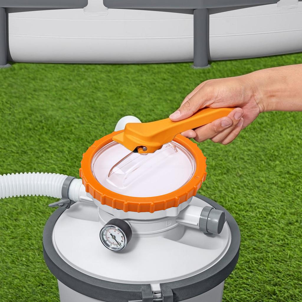 P07018 Orange Nut with P07019 Clear Lid, Plastic Pool Sand Filter, Leakproof Pressure Stability Pump Replacement Accessory for Pool