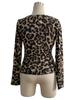 Herbst Damen Leopard Groß Rundhals Eng Langarm T-Shirt Top Damen Mode Täglich Basic Büro Dame Lässig Slim Fit Damen Elegantes Top