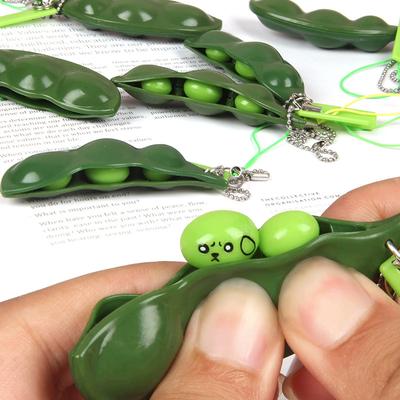 2pcs Squishy Decompression Antistress Toys Squeeze Peas Bean Keychain Adult Kids Relief Rubber Stress Reliever Toy J117