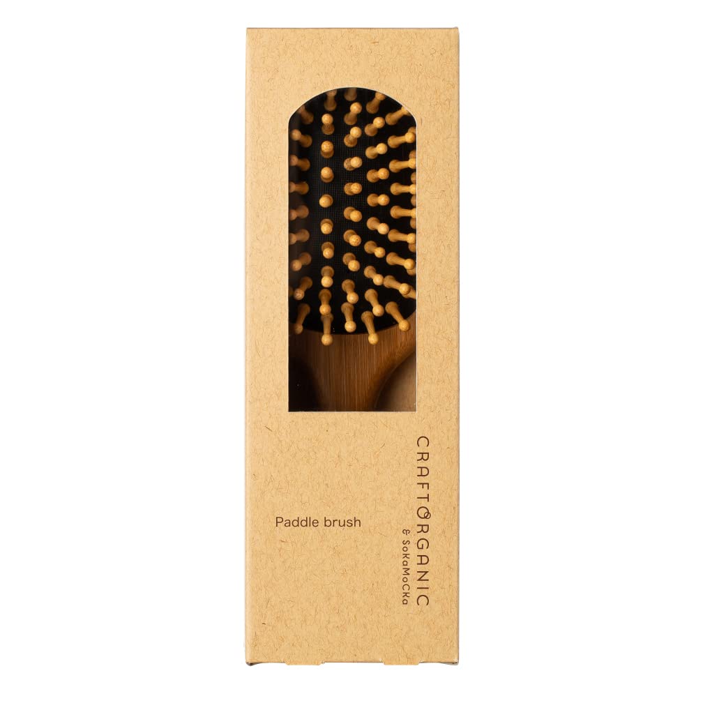 CRAFT ORGANIC Bamboo Paddle Bamboo Hairbrush for Scalp and Lifting Massage Brush, Anti-Static Brushing, Blow-Drying, Massage,