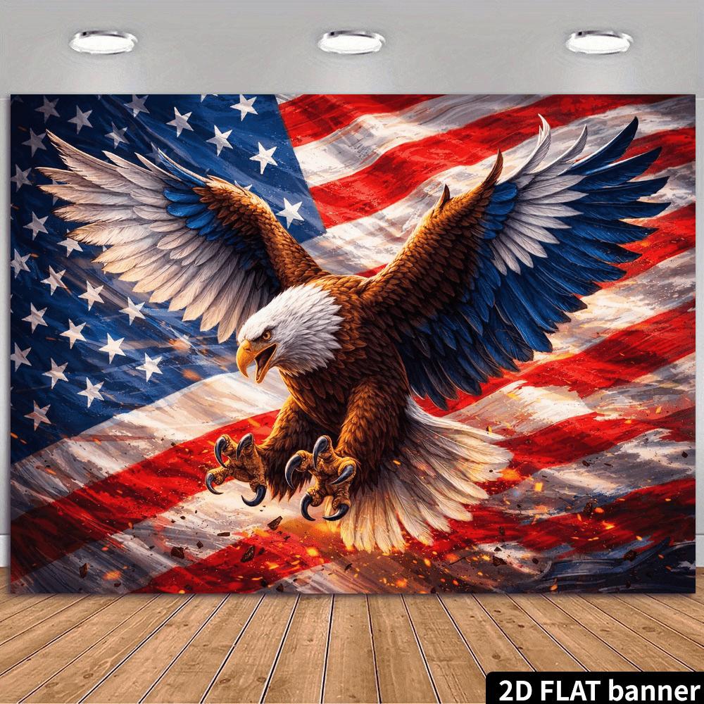 1 pièce de bannière en tissu de fond avec des ailes d'aigle, adaptée à la décoration du jour de l'indépendance, décoration murale, accessoires de photographie