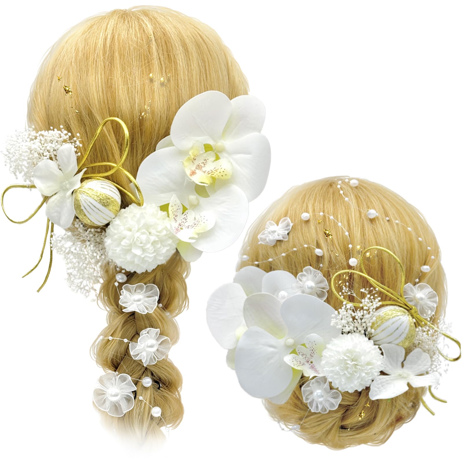 

[Baramoly] Hair Ornament - Phalaenopsis Orchid - Japanese Traditional Clothing - Coming-of-Age Ceremony - Flower - Graduation Ceremony - White Kimono