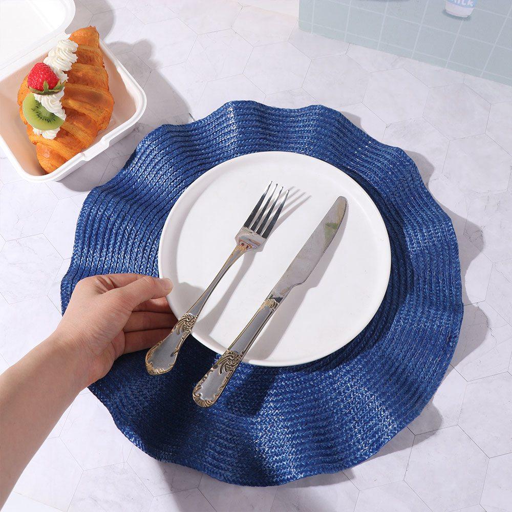 4Pcs Corrugated Edge Braided Placemat Washable Coaster Kitchen Accessory Table Mat  Dining Table