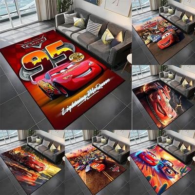 Alfombra con estampado de coche Disney Lightning McQueen para niños, sala de estar, juego, antideslizante, suave, felpudo de entrada, dormitorio, decoración del hogar, alfombra