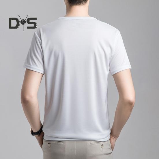 Summer Men T-shirt Mesh Thin Quick-drying Round Neck Short Sleeves O Neck Pure Color Stretchy Sport Daily Wear Top