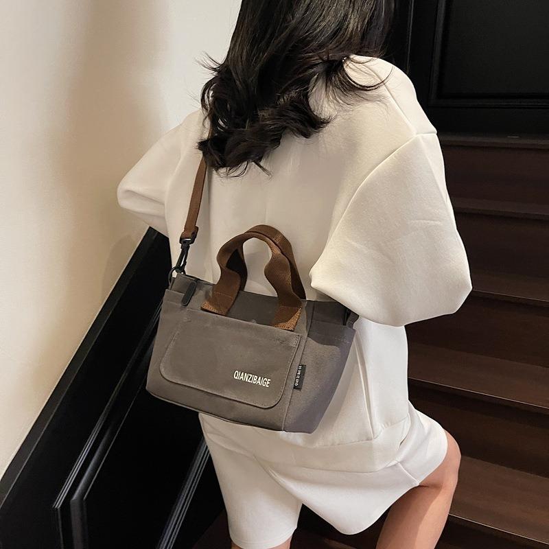 Canvas Bag Women's New Fashion Portable Work Commuter Bag Casual Shoulder Messenger Bag Tote Bag