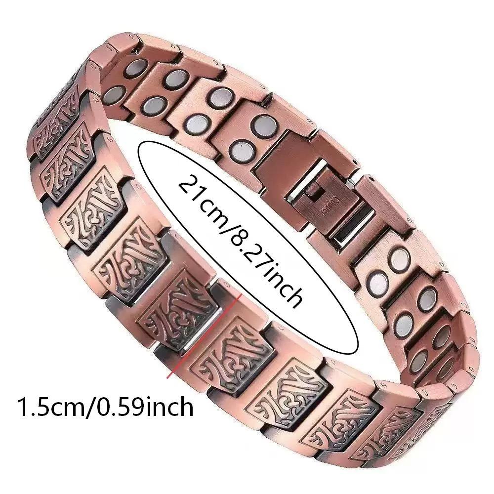 Retro Magnetic Bracelet for Men Wide Cuff Unisex Copper Detachable Couple Bracelet with Full Magnetic Stones