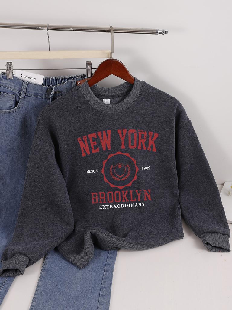 Damskie bluzy dresowe casualowe z nadrukami literowymi Chicago USA, pulower modny z okrągłym dekoltem, oversize, hoodie z polaru, ciepłe ubrania jesienne dla kobiet