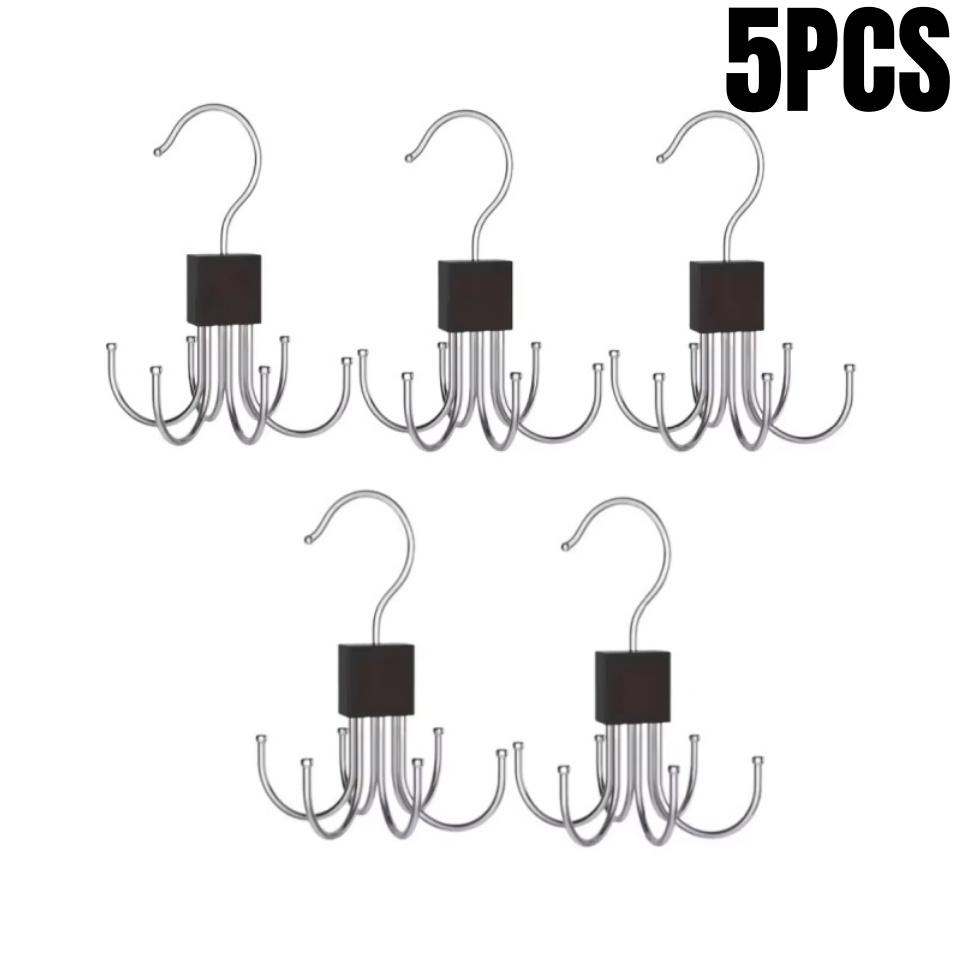 1/2/3/5Pcs 360° Rotating Storage Hanger Hook Multi-Claw Metal Belts Rack Wardrobe Organizer Bras Ties Scarves Closet Supplies