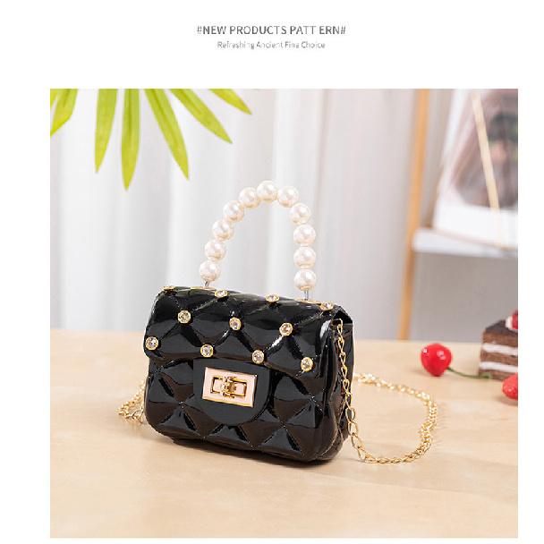 Mini Small Bag New Fashion Pearl Handle Jelly Bags Diamond Nail Plaid Small Handbag