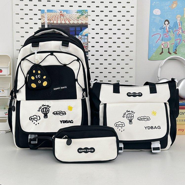 Schoolbag new ins large capacity cute fresh lightweight schoolbag contrasting color simple college style junior high school backpack