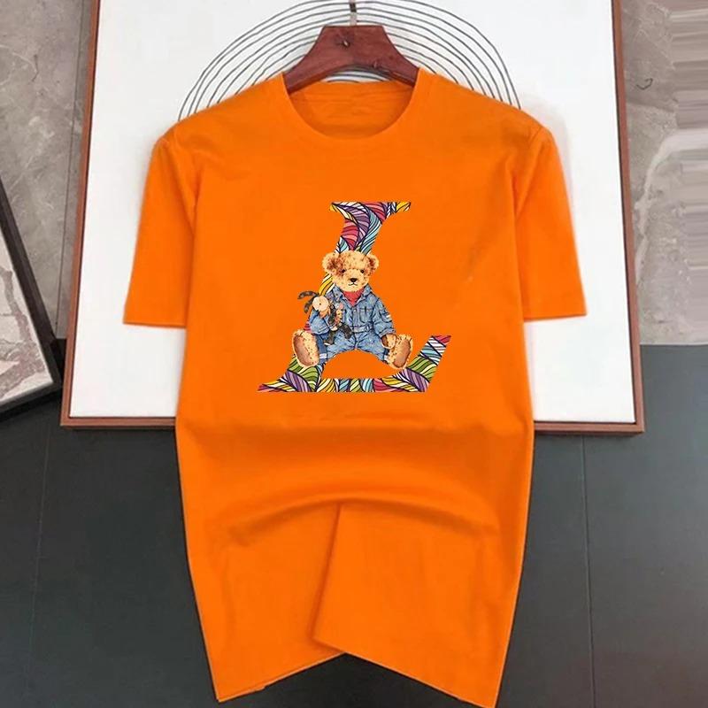 2024 Popular Luxury Brand Walking Rabbit Printing Pure Cotton Short-sleeved Unisex's Street T-shirt Loose Breathable Oversized Top