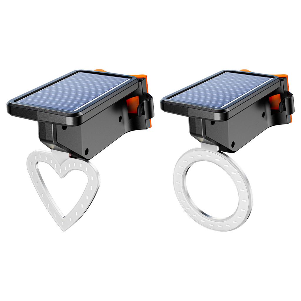 Rechargeable Solar Bicycle Rear Light Heart/Round Bike Taillight Mountain Bike Rear Light Cycling Safety Warning Lamp