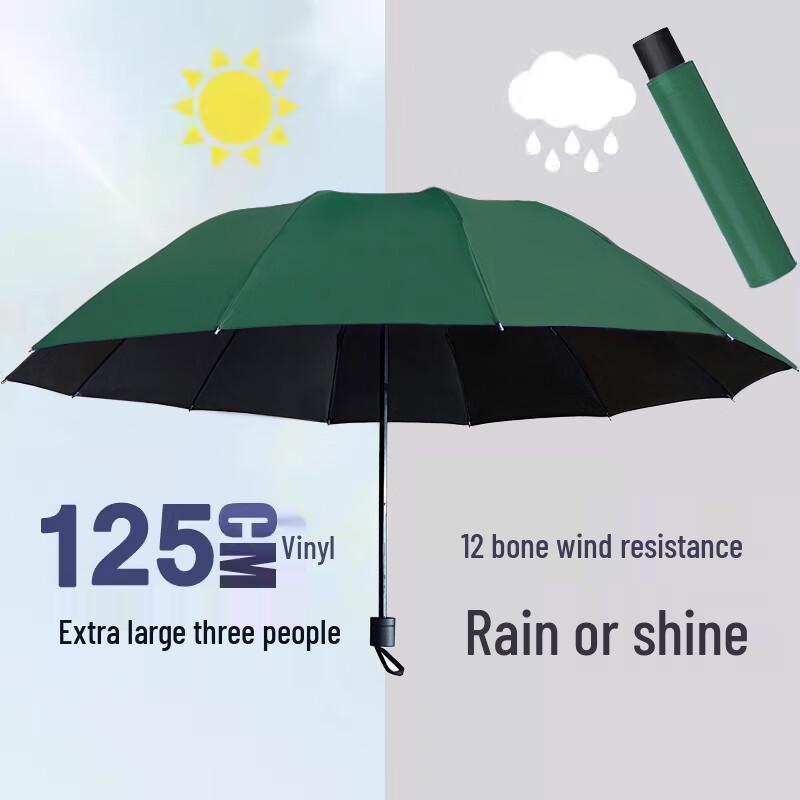 12-Rib Windproof UV Protection Folding Umbrella