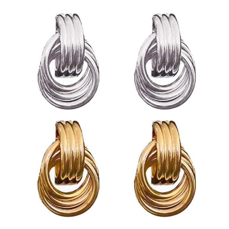 Modische Creolen Ohrringe Gold Silber Geometrische Designs Bequem zu tragen Schmuck für Frauen Modern und Elegant