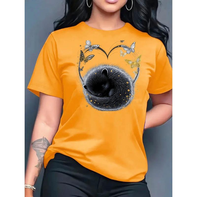2026 New Summer Women's Printed Round Neck Fashionable Casual Versatile Short-Sleeve T-Shirt Top Y2k Top