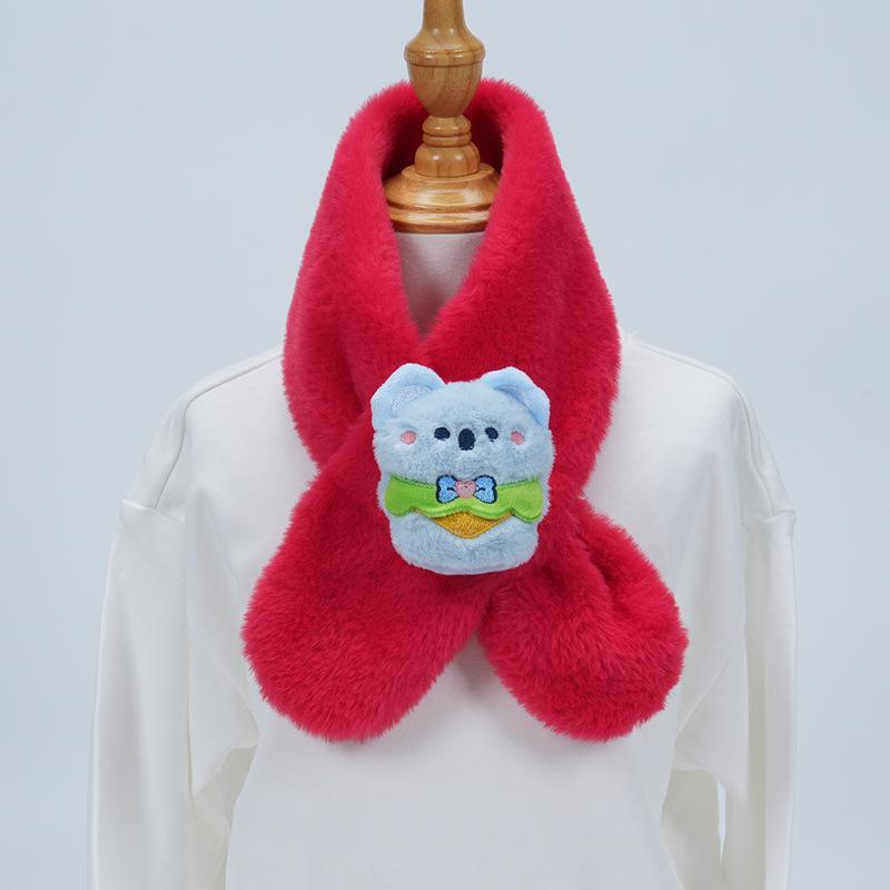 Cute Cartoon Panda Plush Scarf for Kids - Windproof & Thickened Winter Neck Warmer