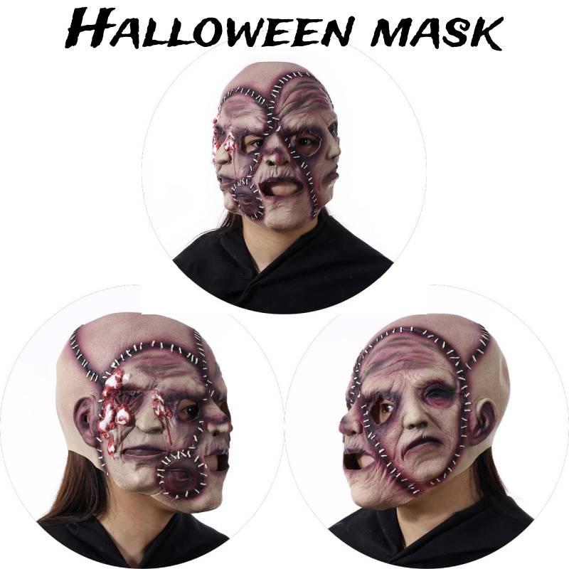 Creepy Halloween Latex Mask Triple-faced Ghost With Skin-like Texture