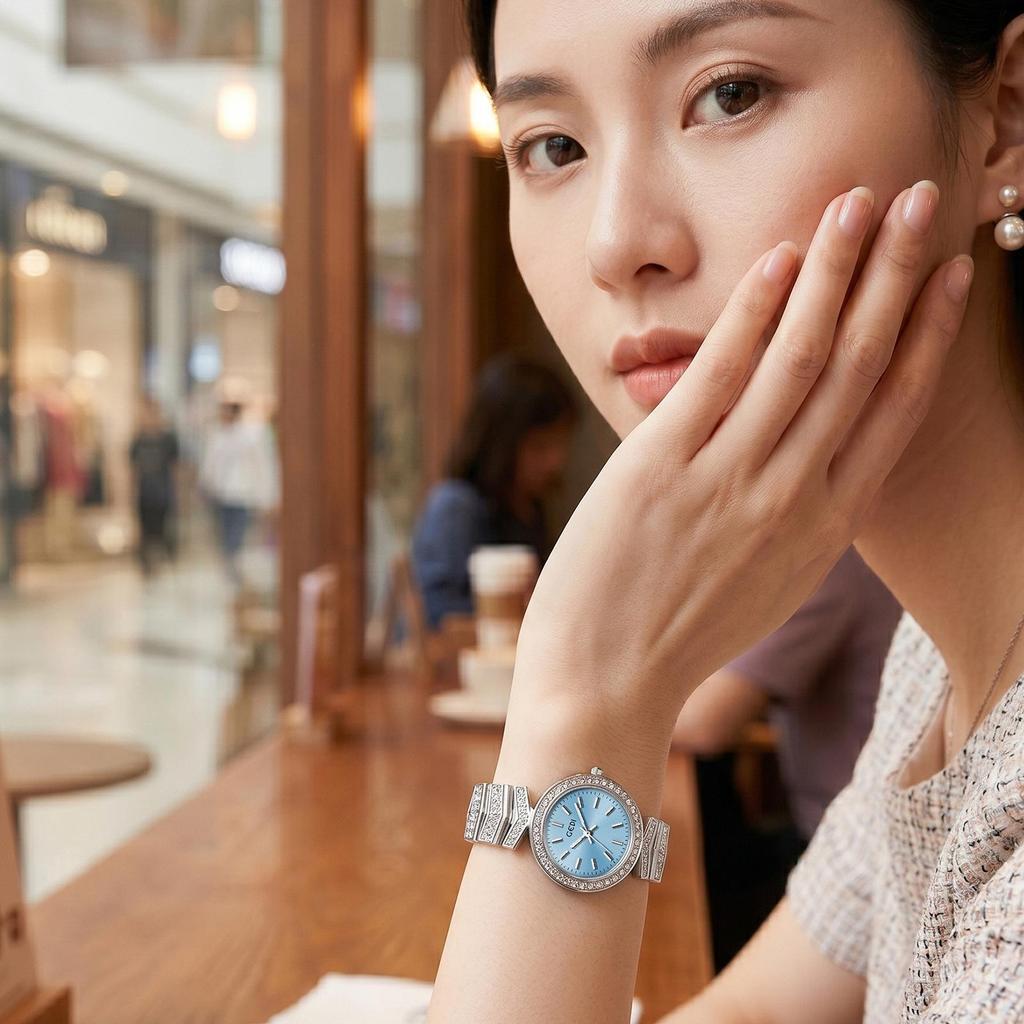 Gedi Women's Luxury Silver Quartz Watch - Waterproof, Versatile, and Elegant for Banquets and Daily Wear.
