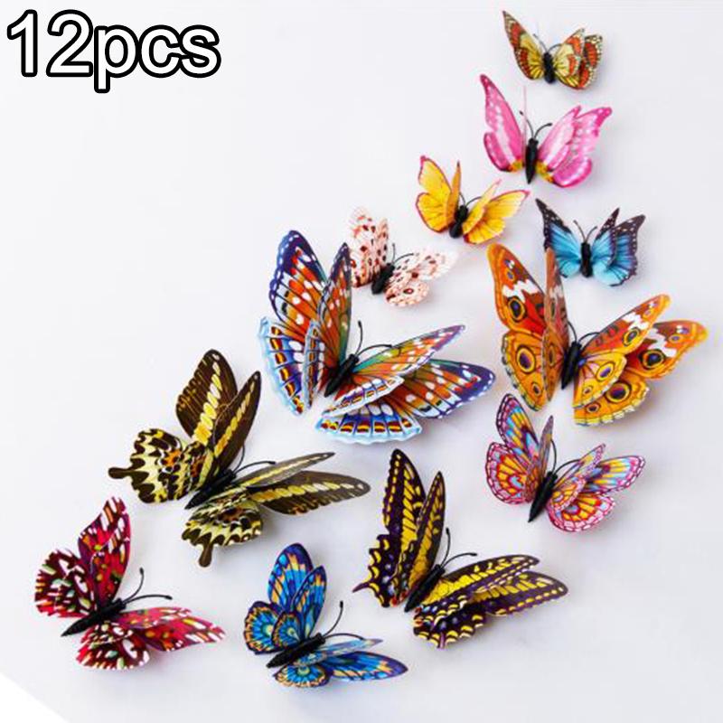 Butterfly Wall Stickers Office Living Room 12pcs Mirror Set Background