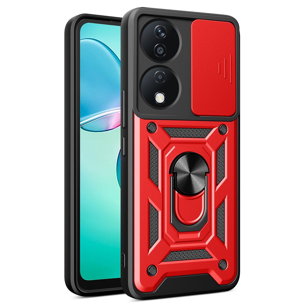 For Honor X7b 4G/90 Smart Case PC+TPU Rugged Shockproof Phone Cover with Slide Lens Window