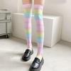 Damen Japanische Stile Anime Oberschenkelhohe Strümpfe Regenbogen Mehrfarbig Gestreiftes Muster Seide Über dem Knie Lange Socken Strumpfwaren