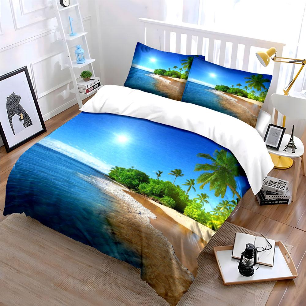 Tropical Beach with Palm Trees. Bedding Sets Duvet Cover Sets Duvet Covers Pillowcases(1 * Duvet Cover 2 * Pillowcases Without Duvet Insert)