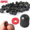20Pcs Car Tire Tyre Valve Caps with O Rubber Ring Dust Covers Plastic Black Grey Red Stem Valve Caps for Cars Motorcycles Bike