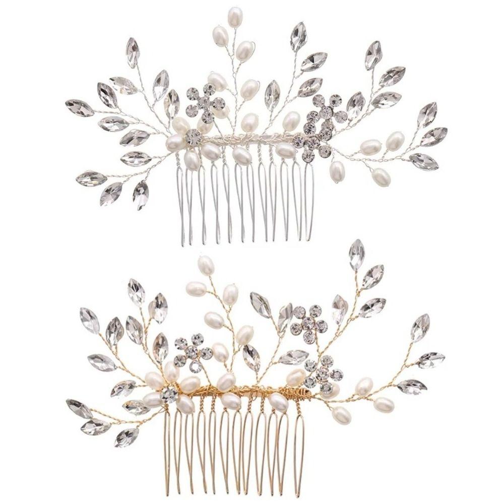 Sparkling Hair Comb Elegant Rhinestone Hairpin Hair Ornament Faux Pearl Hairclip Girl Gift