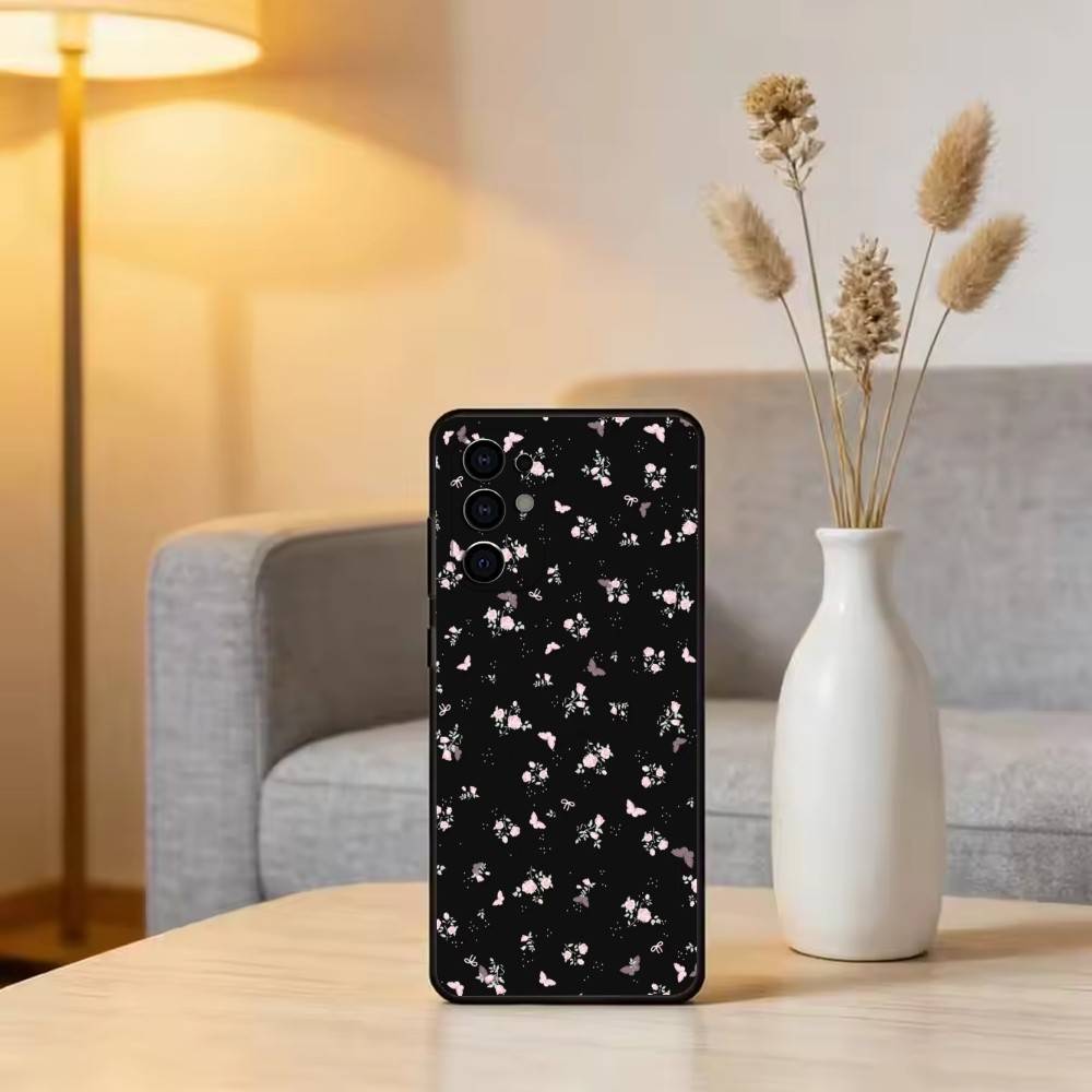 Romantic Floral Phone Case For Samsung S25,S24,S21,S22,S23,S30,Ultra,S20,Plus,Fe,Lite,Note,10,Black Cover