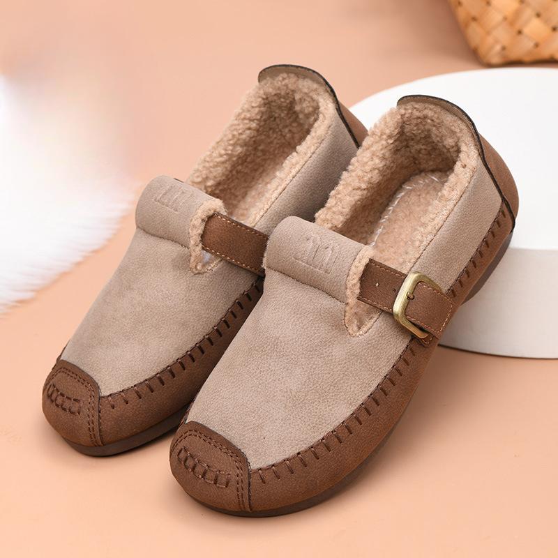 New Fashionable Shoes, Fleece and Thickened Warm Women's Shoes, Flat Anti-slip Cotton Shoes
