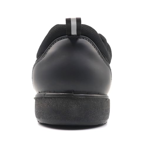 Rustieke Heren Casual Sneakers Veters, Breed, Lichtgewicht, Antislip, Zwart, Maat 25,5 cm, 3E