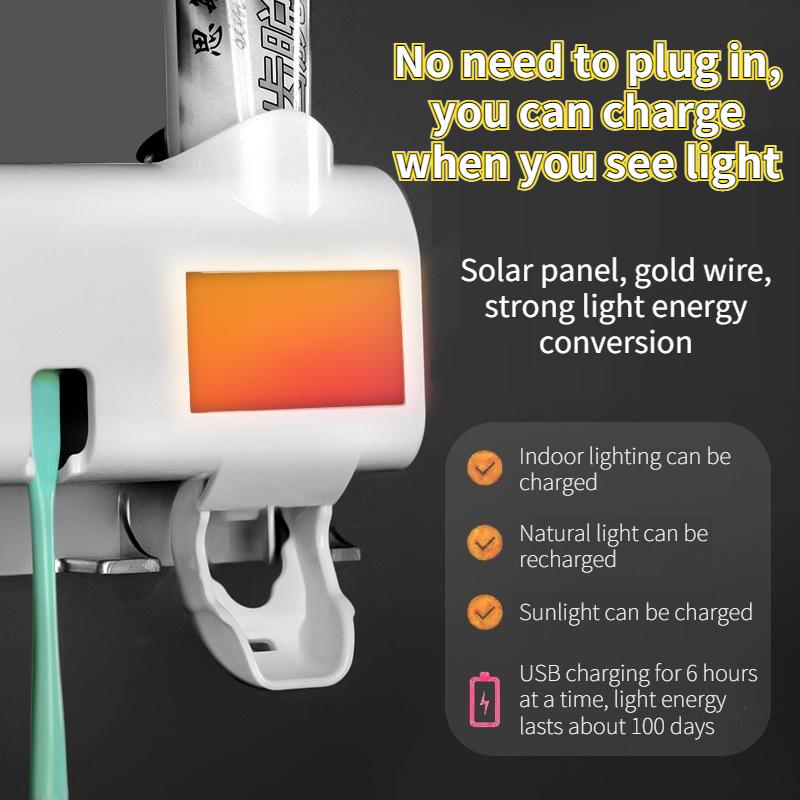 Light Energy Charging UV Toothbrush Disinfection Rack Automatic Toothpaste Squeezing Artifact Special Intelligent Bathroom Supplies