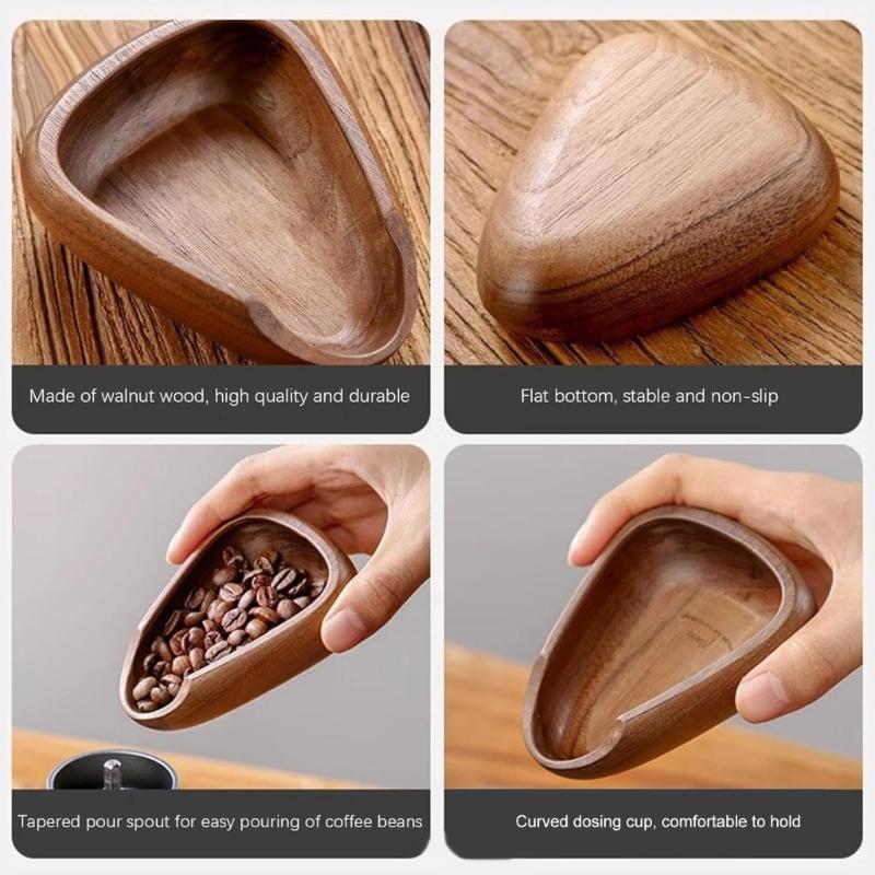 Wooden Coffee Bean Tray with Black Sprayer Wood Dish for Coffee Beans Large Capacity Coffee Grinders Accessories