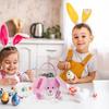 Plush Bunny Easter Basket Soft Festive Candies Storage Container Empty Embroidered Easter Basket With Handle For Boys Girls Cute