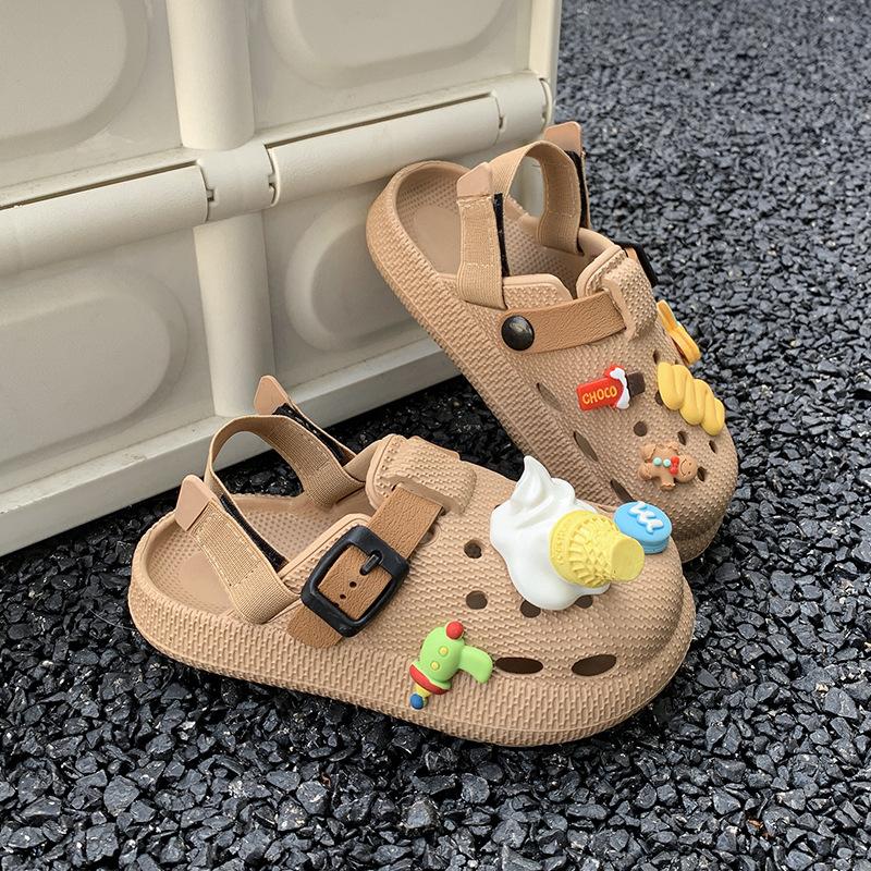 Trendy and Cute Children's Birkenstocks Slippers Breathable Soft-soled Thick-soled Outer Wear Hole Shoes Summer Classmates Cool Slippers Versatile