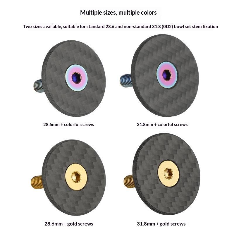 Carbon Fiber Headset Top Cap With Titanium Screw Lightweight Bike Stem Bolt Mountain Bicycle Front Fork Top Cover Parts