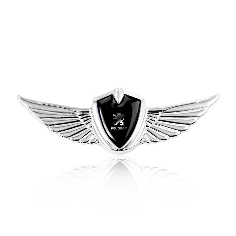 

New 3D Wings Metal Shield Logo Metal Sticker Decorate Car Accessories For Peugeot 206 207 307 3008 2008 308 407 408 508 301 208
