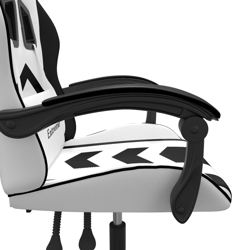 Gaming Chair Swivel White and Black Artificial Leather