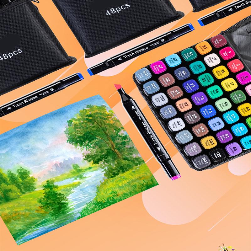 Double-headed Marker Pen Set for Beginners Animation Professional Drawing Watercolor Pens 48-color Oil-based Markers