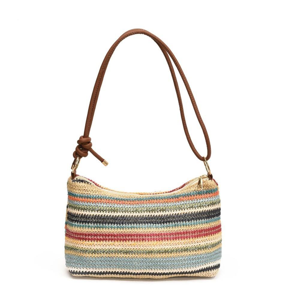 Fashionable Pvc Shoulder Bag With Artistic Design For Women Colorful Summer Handbag With Stitching