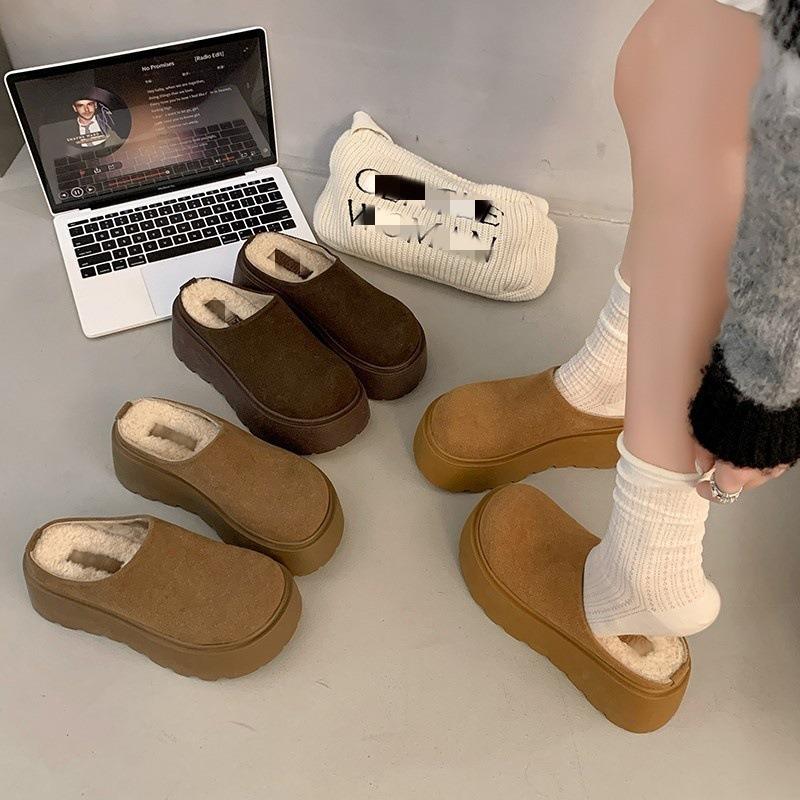 Thick-soled Bag Head Half Slippers Women's Shoes Autumn and Winter New Cotton Outer Wear High-end Casual Lazy Tide Shoes