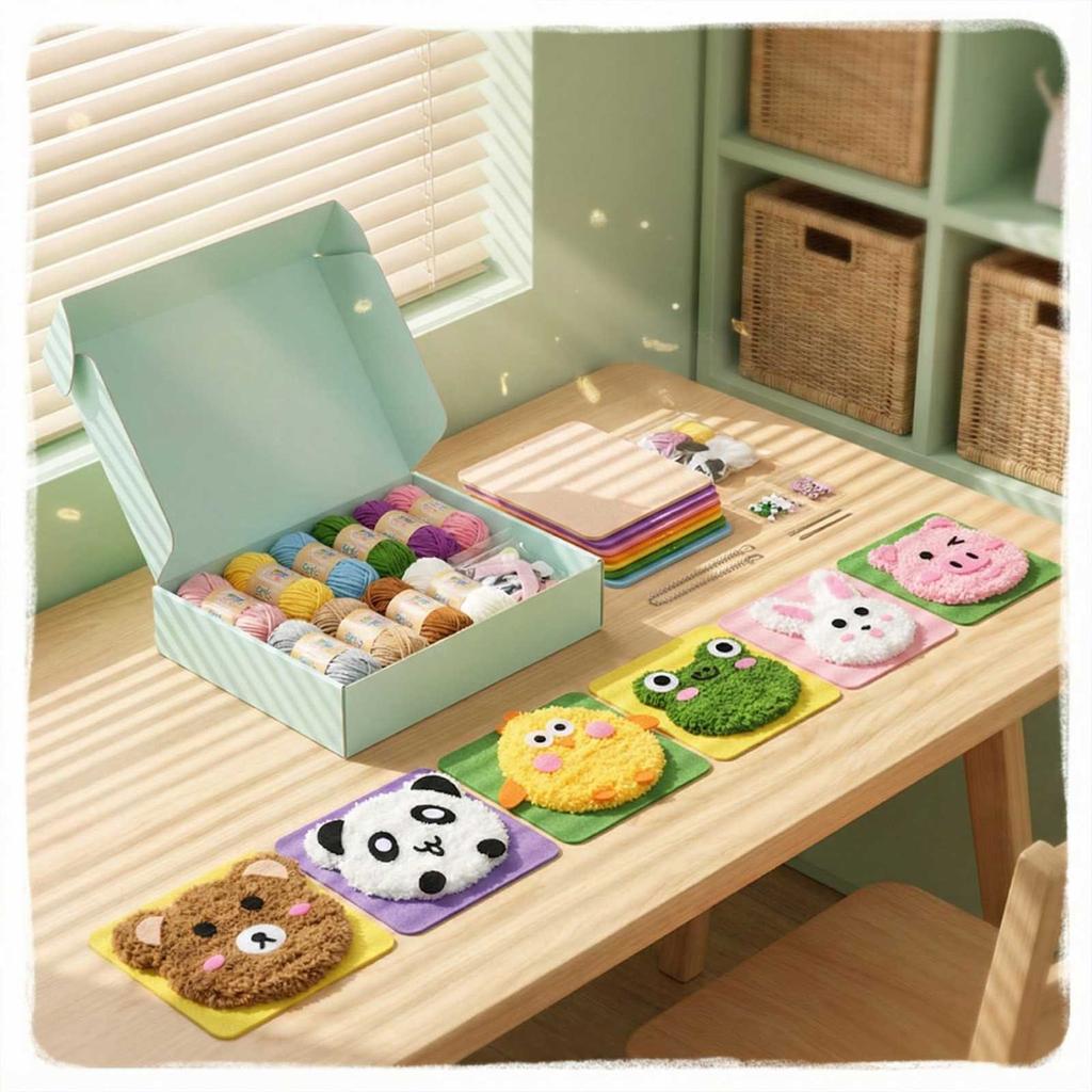 Bricolage pour enfants, Peinture à la laine à broder, Puzzle Dessin animé, Kit de matériaux de fabrication, Jouet scientifique et éducatif, Cadeau