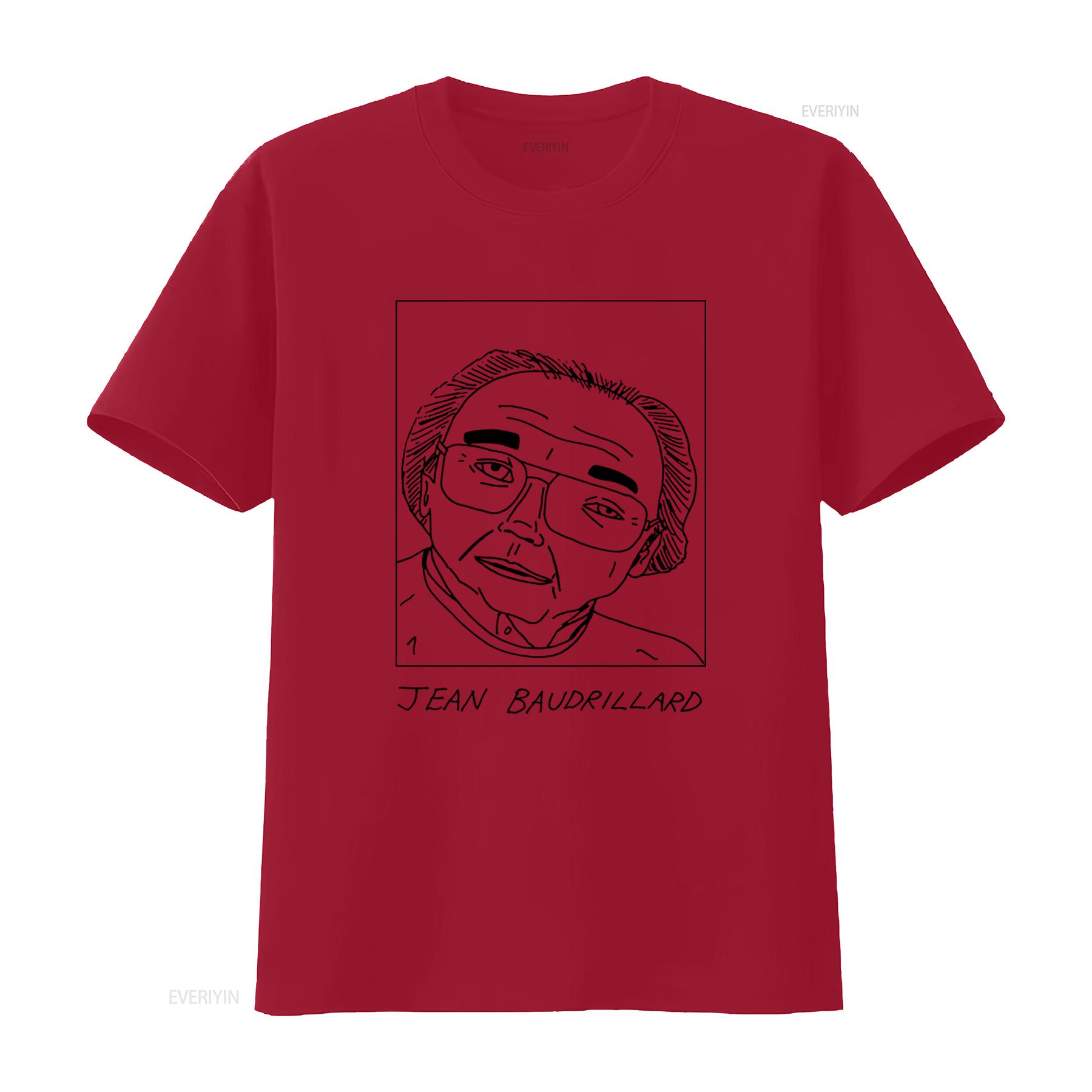 Badly Drawn Authors Jean Baudrillard T Shirt with Free Worldwide Delivery vintage Washed streetwear Top For Everyday Wear S