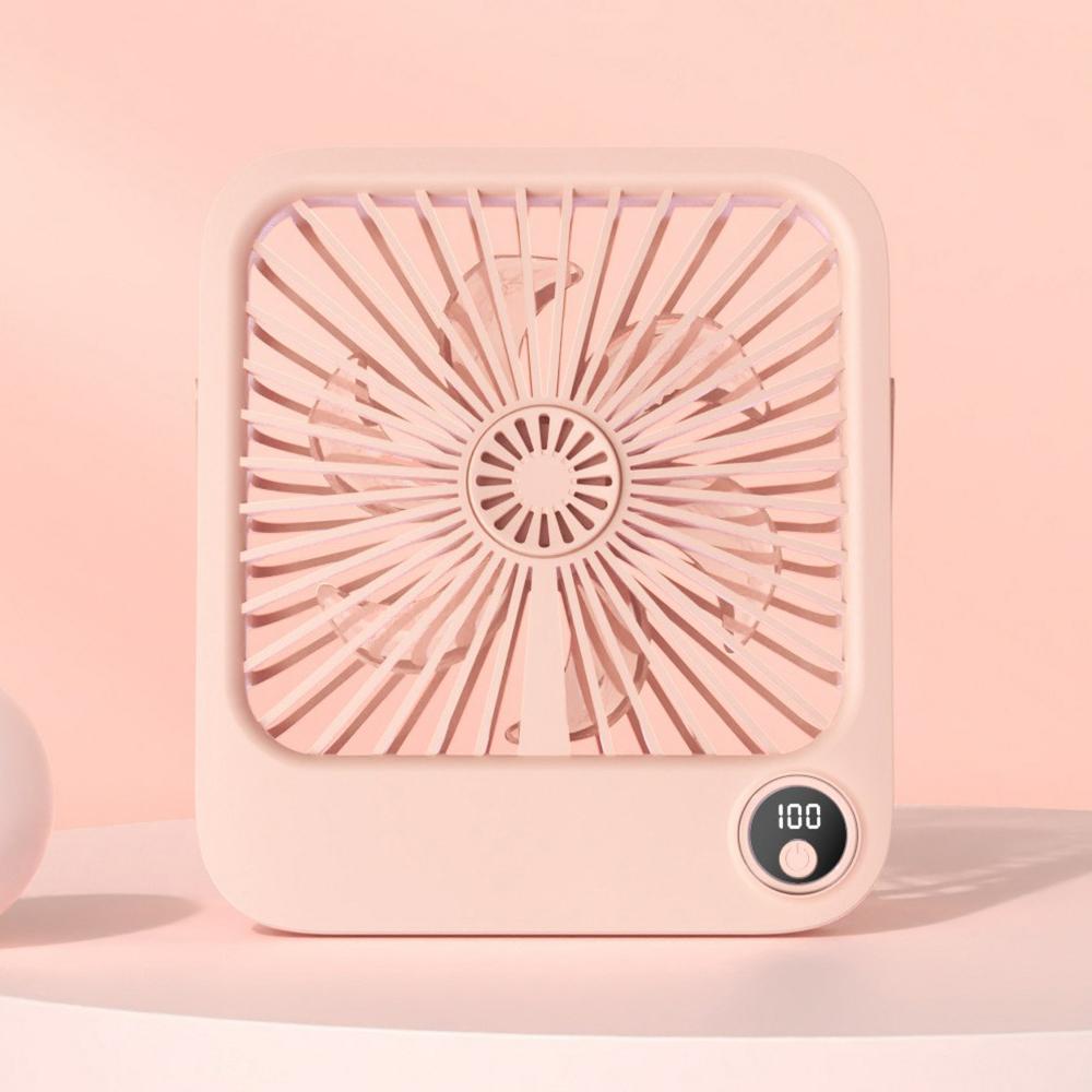 

W30 Battery-Powered Digital Display Cooling Fan Portable Quiet Mini Desktop Fan Pink