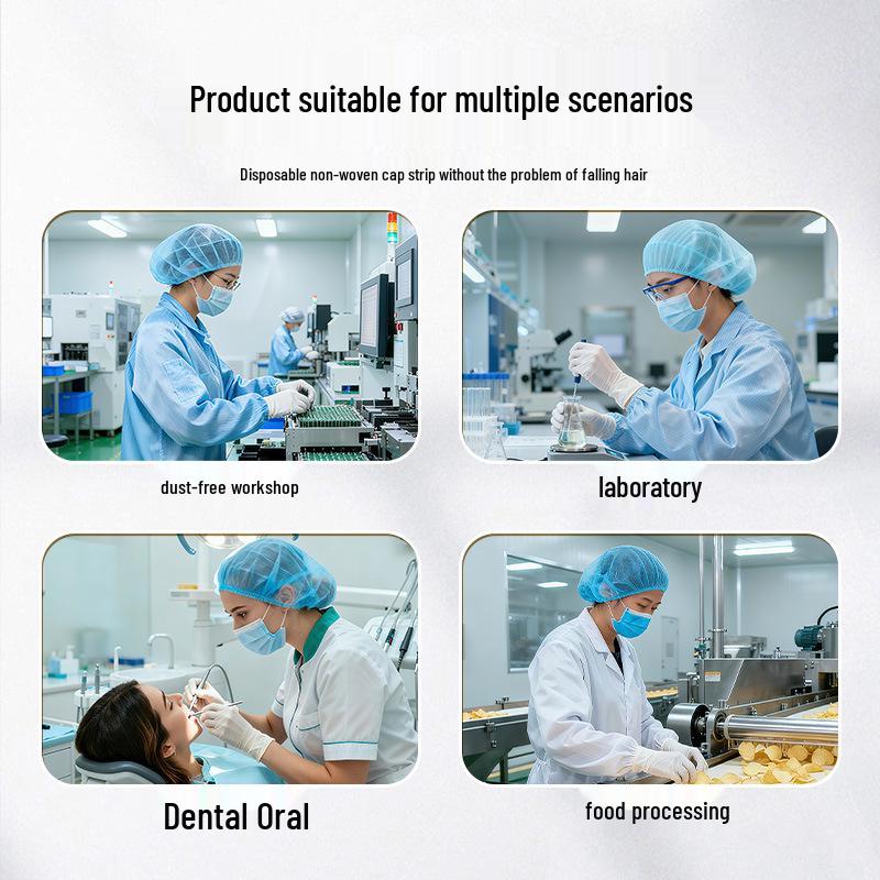 Disposable Non-woven Strip Caps for Hygiene in Kitchens, Food Prep, and Labs