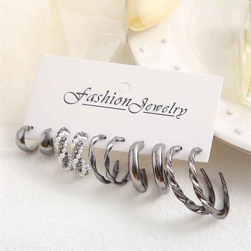 Fashion Black Earring Set For Women Girls Simple Multi-layer Metal  Hoop Earrings 2024 New Fashion Elegant Wedding Party Jewelry
