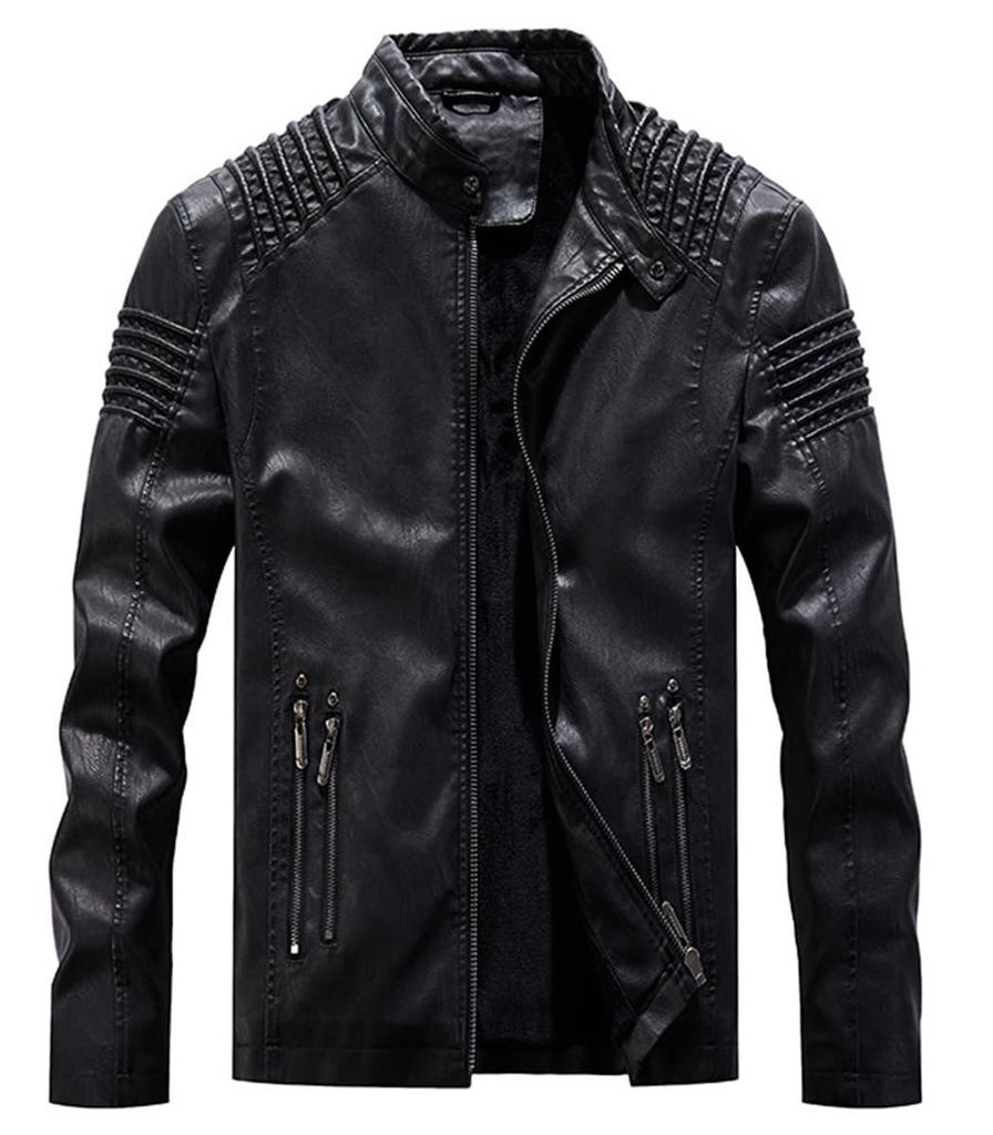 Laquest PU Leather Rider Single Winter Men's Jacket, Breasted, Spring, Autumn, (M, Black)