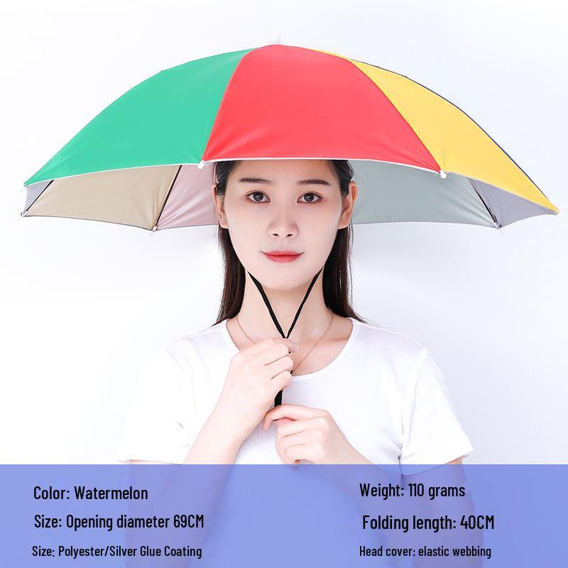 Large Rainbow Sun Hat Umbrella for Street Stalls and Fishing